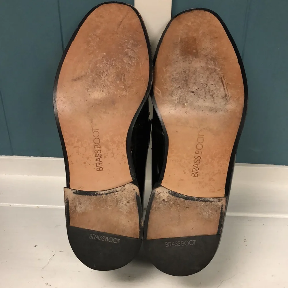 Vtg Nordstrom BrassBoot patent black leather men’s shoes size 9.5 formal wedding